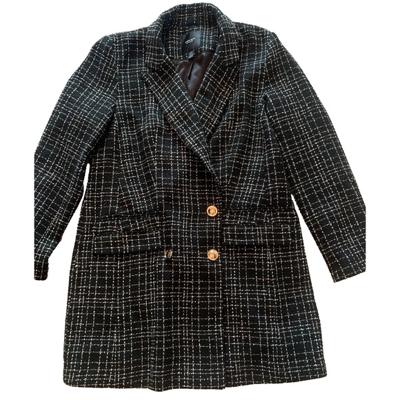 Ever New Melbourne Jacket Womens 12 Cottage Core Dark Plaid Double Breasted Coat - Picture 3 of 15